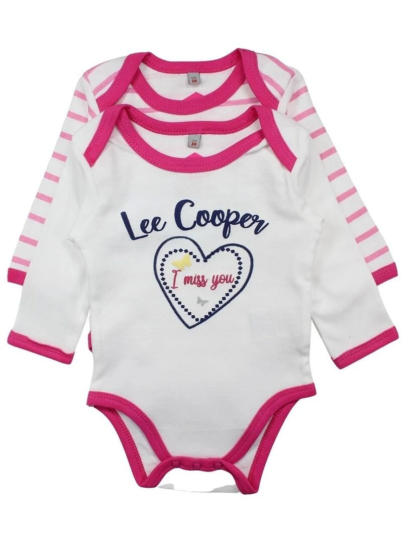 Lee Cooper Lot de 2 bodys bébé fille en coton Rose