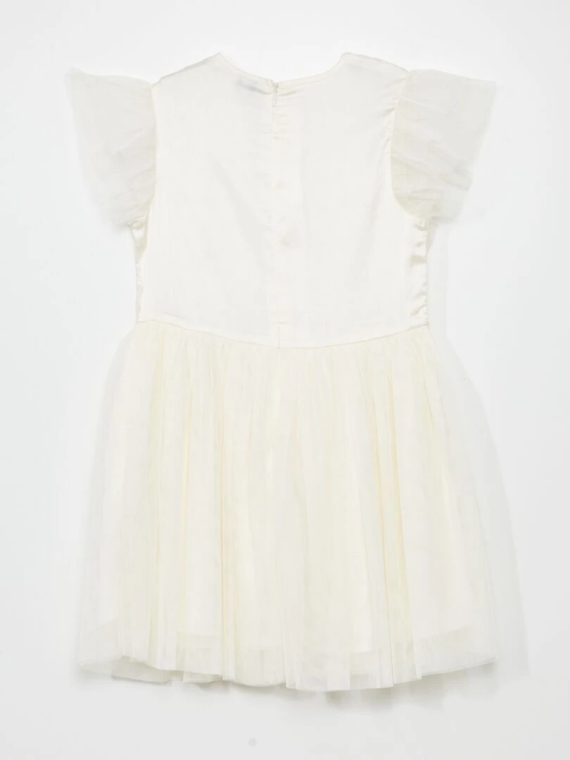 Robe de cérémonie mi longue à sequins   blanc