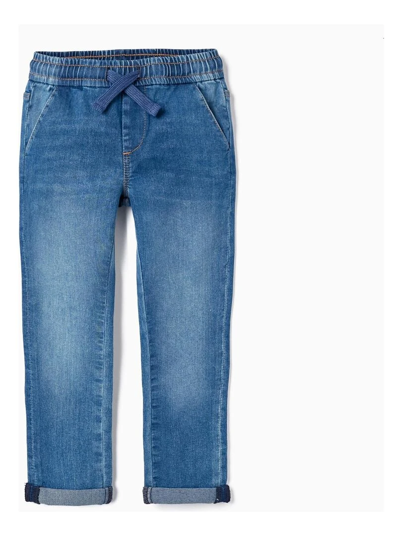 Pantalon de sport en jean pour garçon 'Slim Fit' NATURE TAKEOVER Bleu