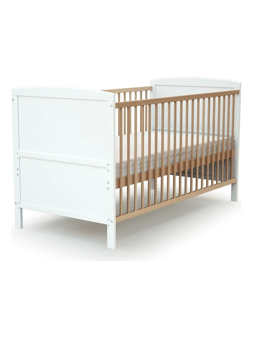 AT4    Lit bébé évolutif ESSENTIEL en bois   Blanc Marron