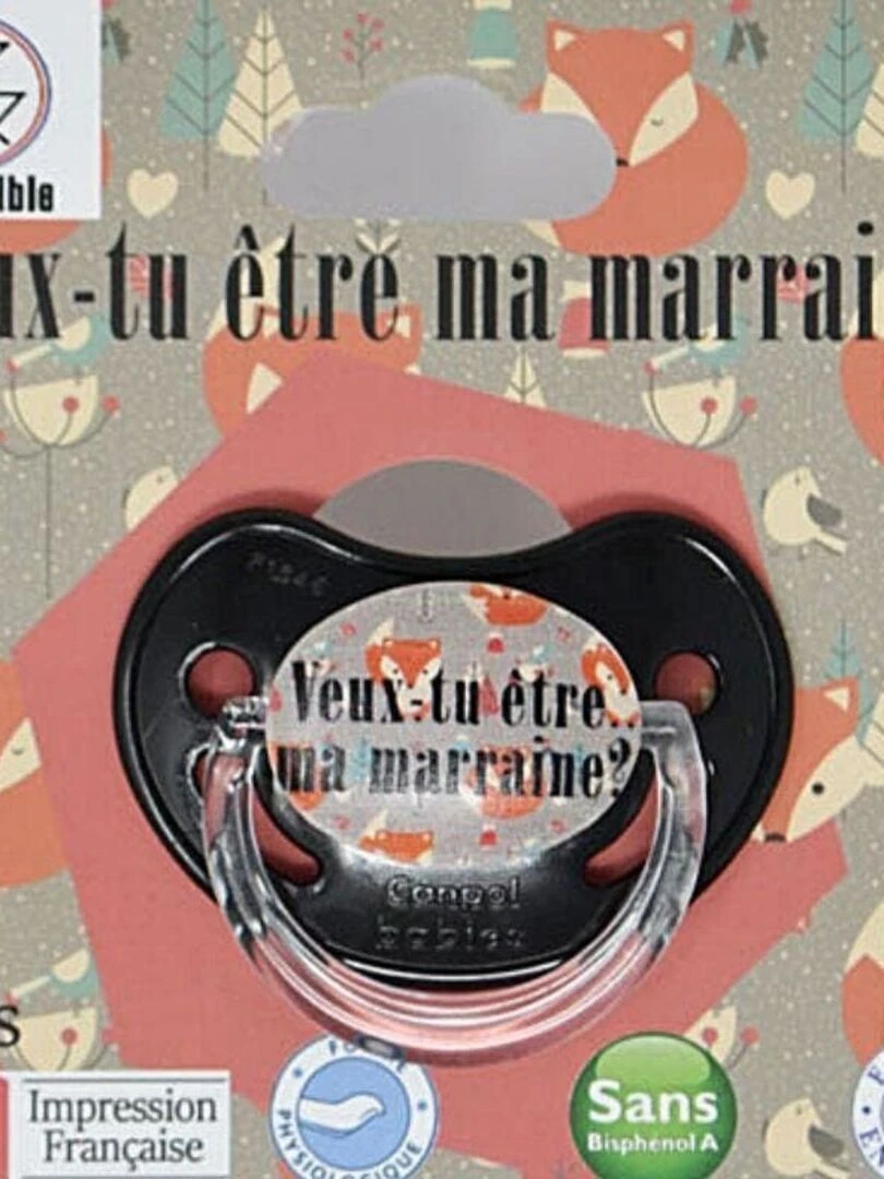 Sucette " Veux tu être ma marraine ? " Rouge