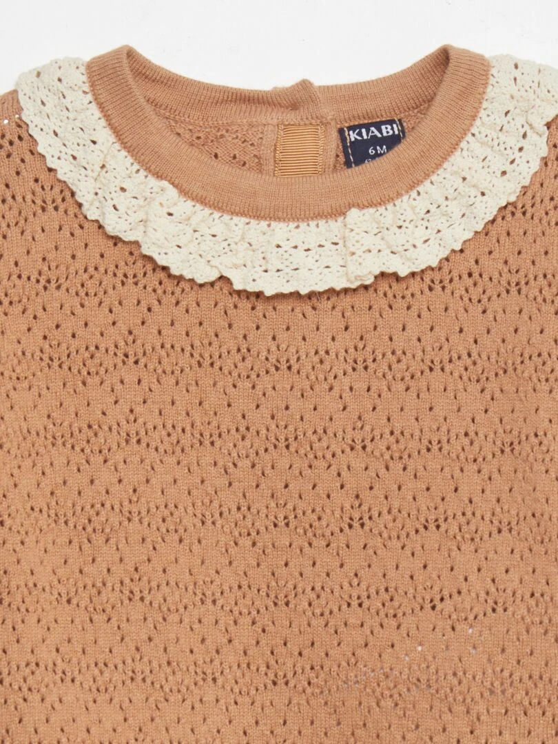 Pull avec col macramé   Marron