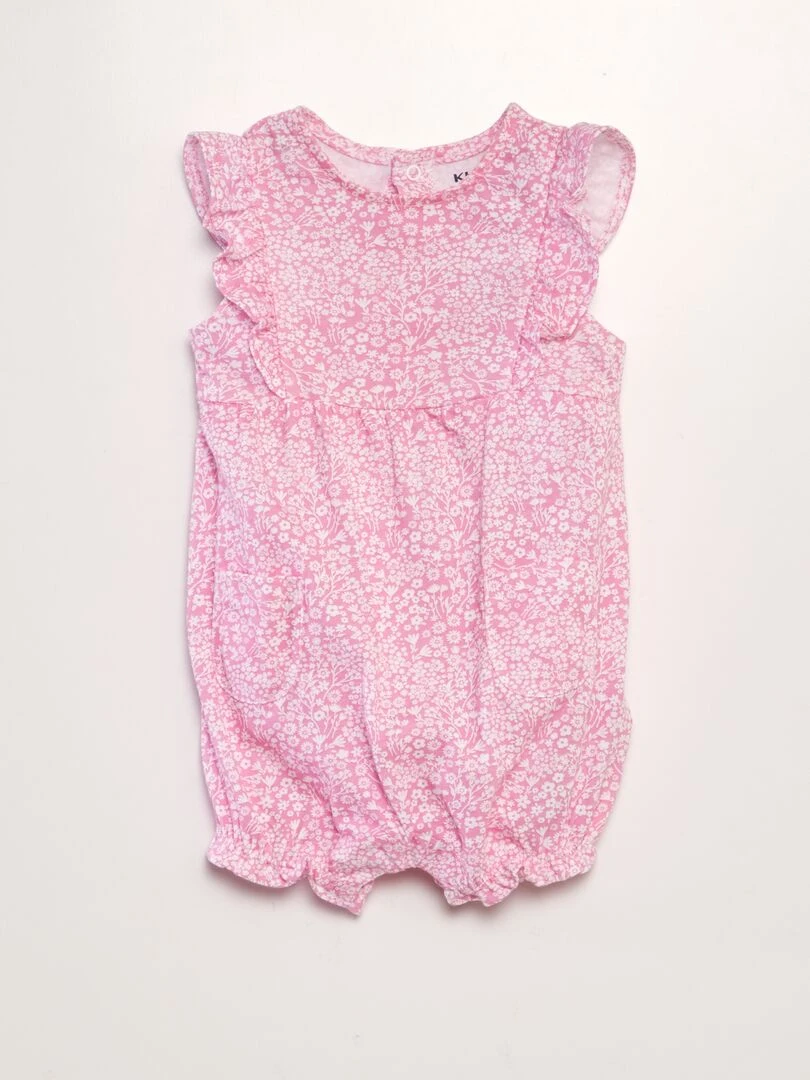 Barboteuse en coton à imprimé Rose