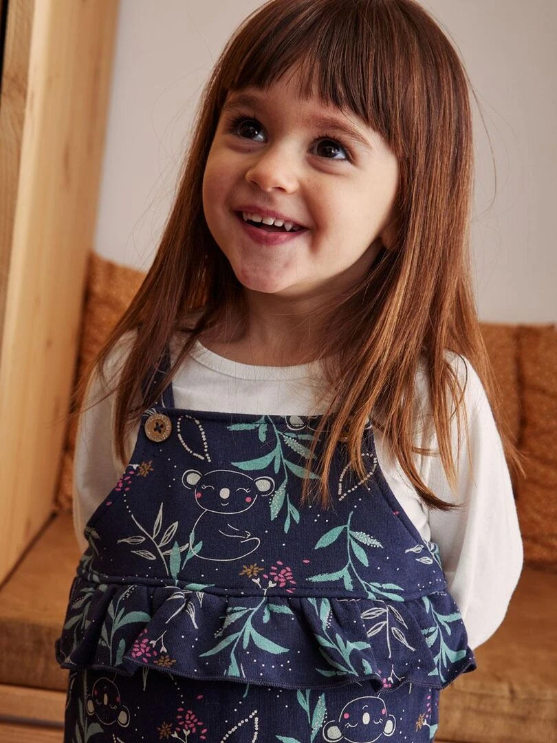 Ensemble salopette bébé en molleton et t shirt Paloma   Bleu