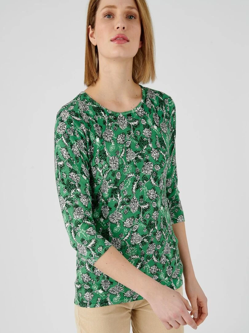 Pull maille fine manches 3/4 Damart Vert
