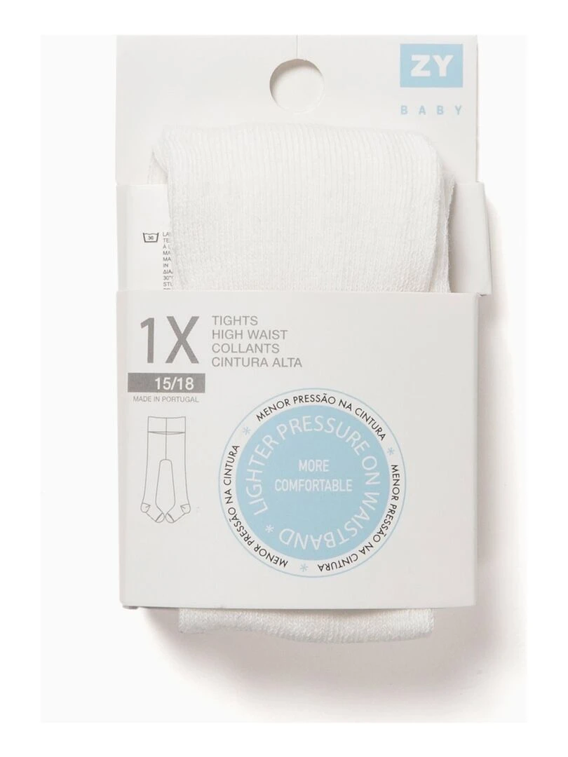 High Waist Knit Tights for Newborn ESSENTIALS LINE Blanc