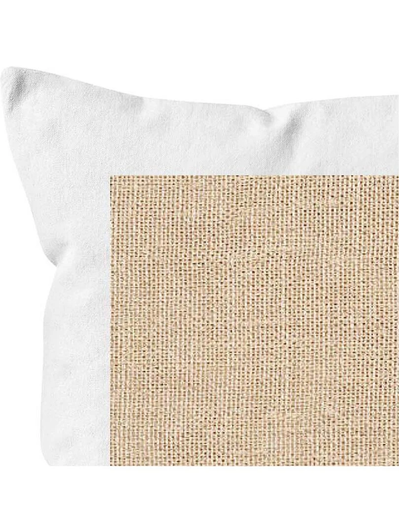 Coussin uni avec empiècement en toile de jute Blanc
