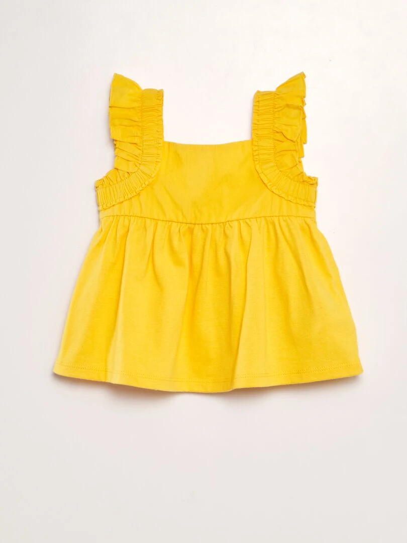 T shirt avec bretelles volantées Jaune