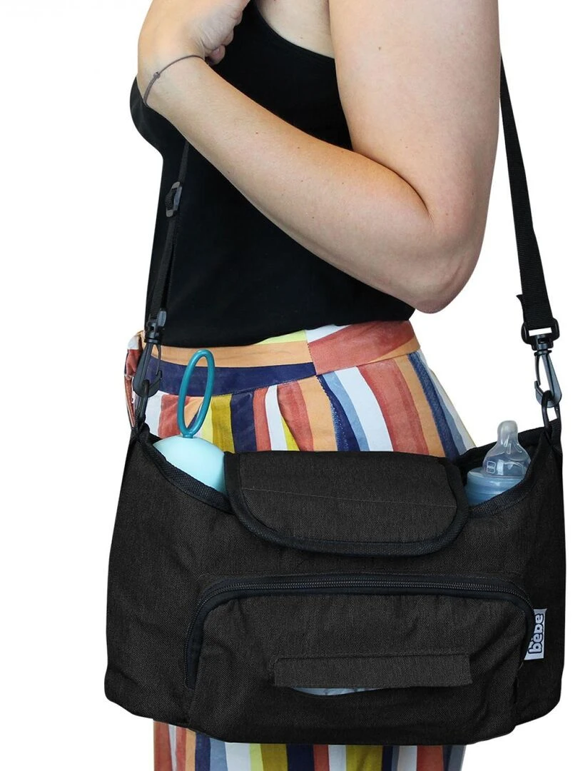 Lot de 2 sacs à langer  de rangement pour poussette   Monsieur Bébé   Noir