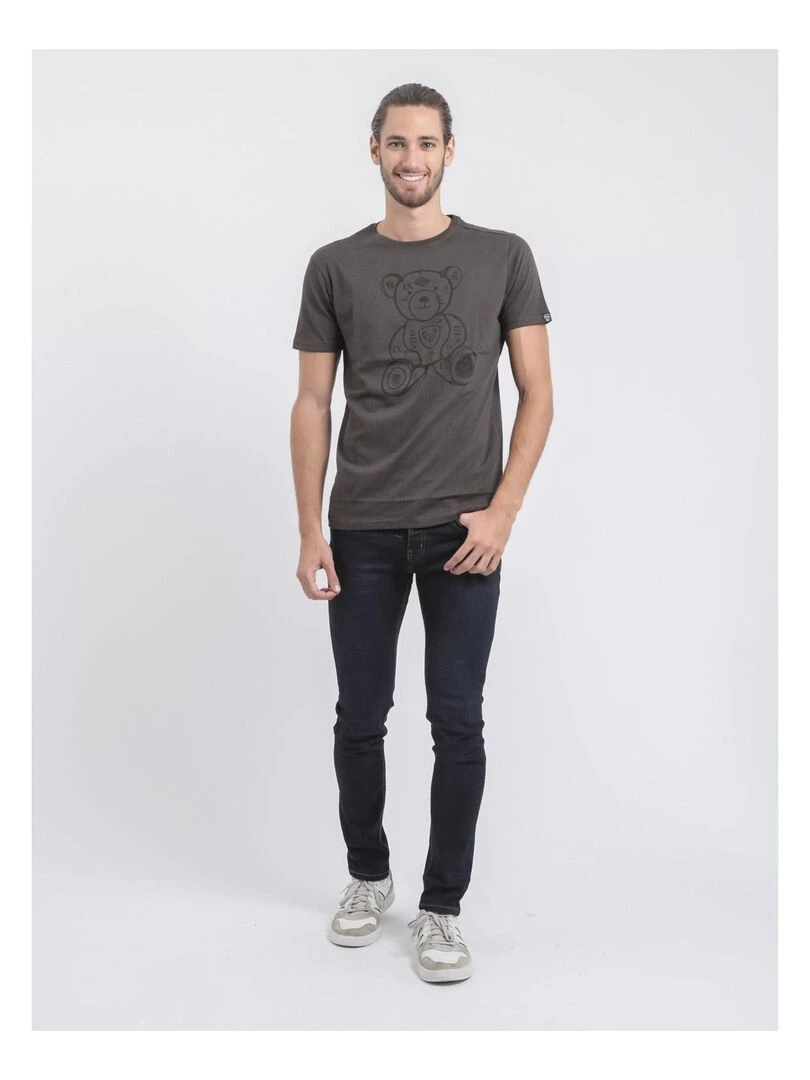 T shirt col rond pur coton JIBIDEL   Gris