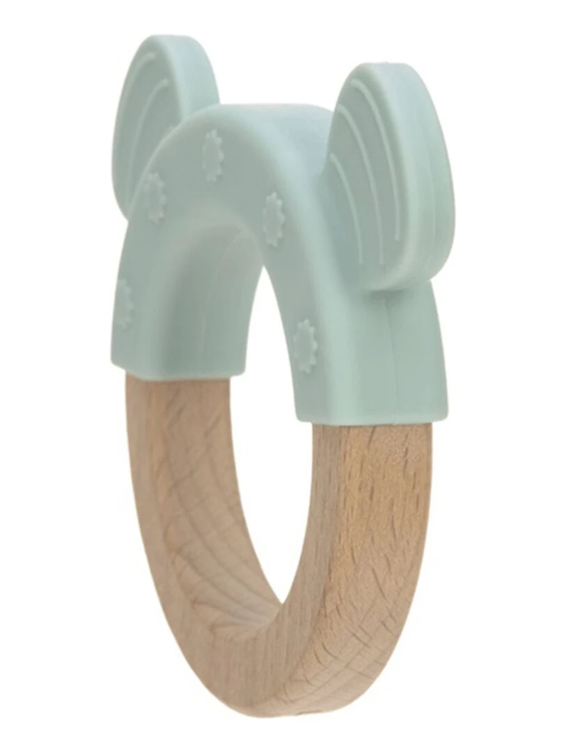 Anneau de dentition en bois et silicone Chien Vert