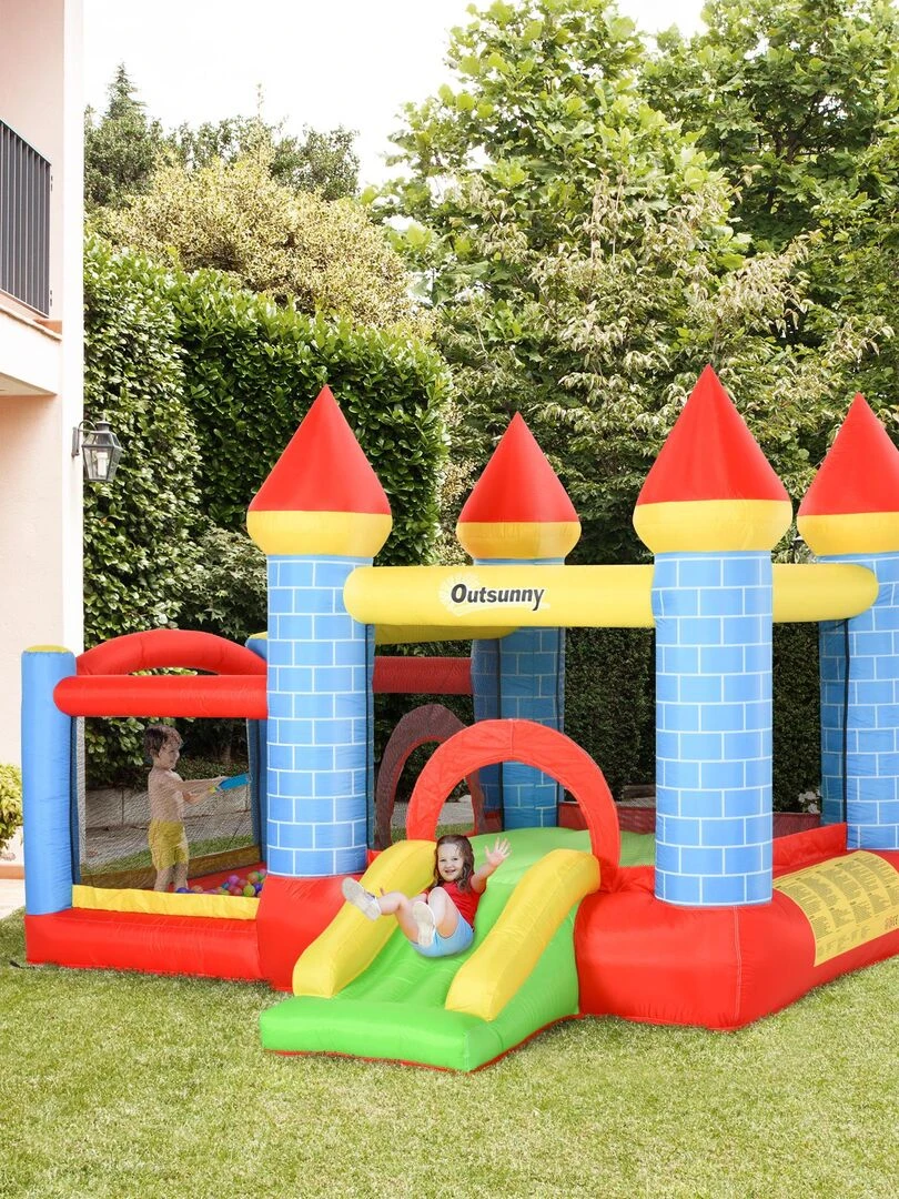 Château gonflable enfant   gonfleur  sac de transport   polyester multicolore   Rouge