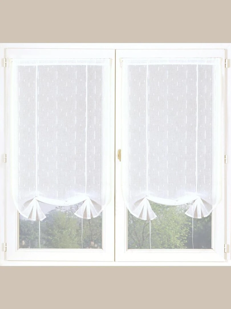 Paire de Stores Relevables en Etamine Blanc