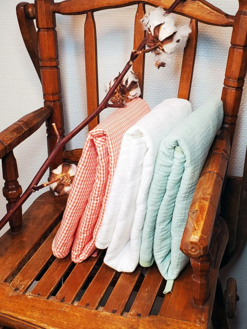Tapis à Langer Nomade Lubiana en Coton Bio Vichy   Orange
