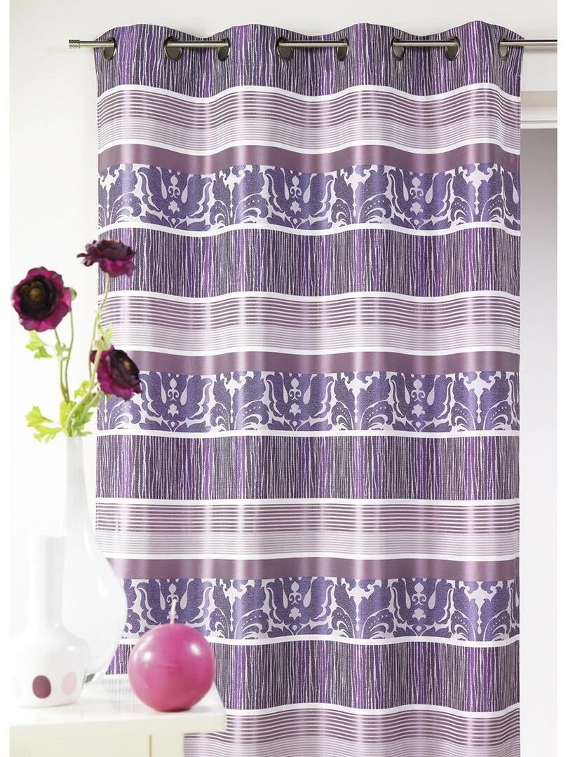 Rideau en jacquard à rayures horizontales colorées Rose clair