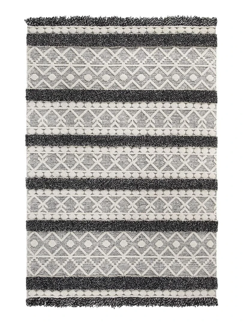 Tapis salon NOUKA en laine Ecru