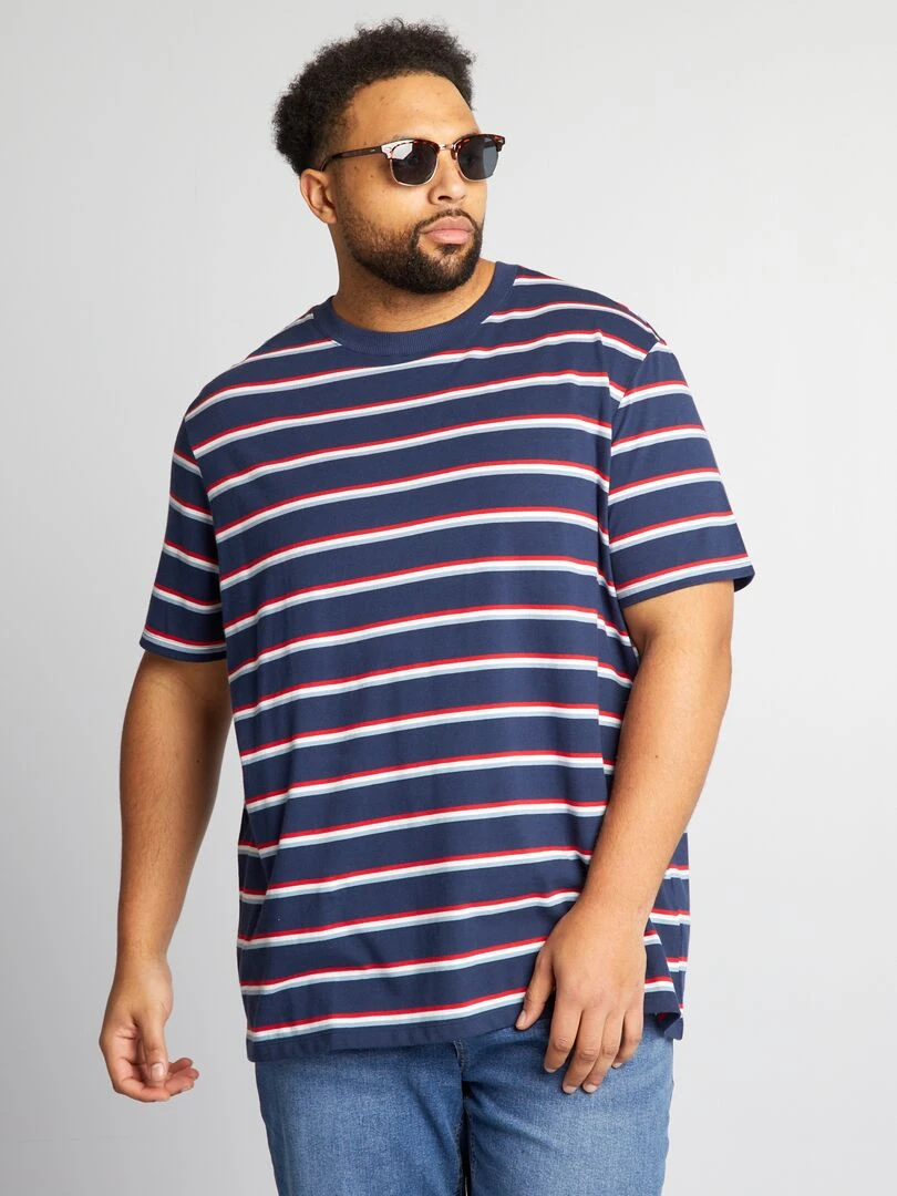 T shirt rayé en jersey Bleu marine