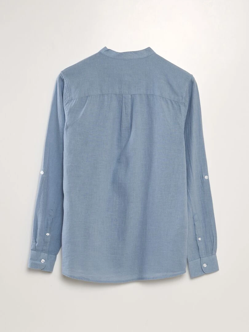 Chemise à col mao Bleu clair