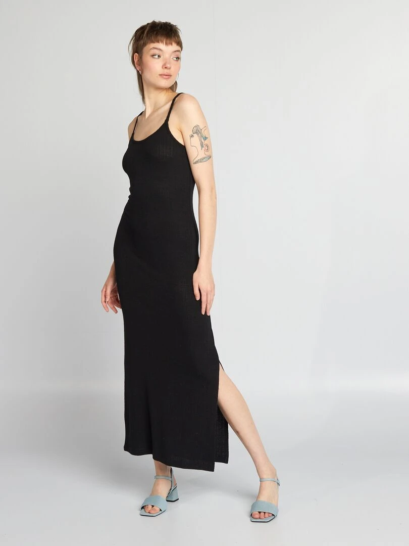 Robe longue en maille noir