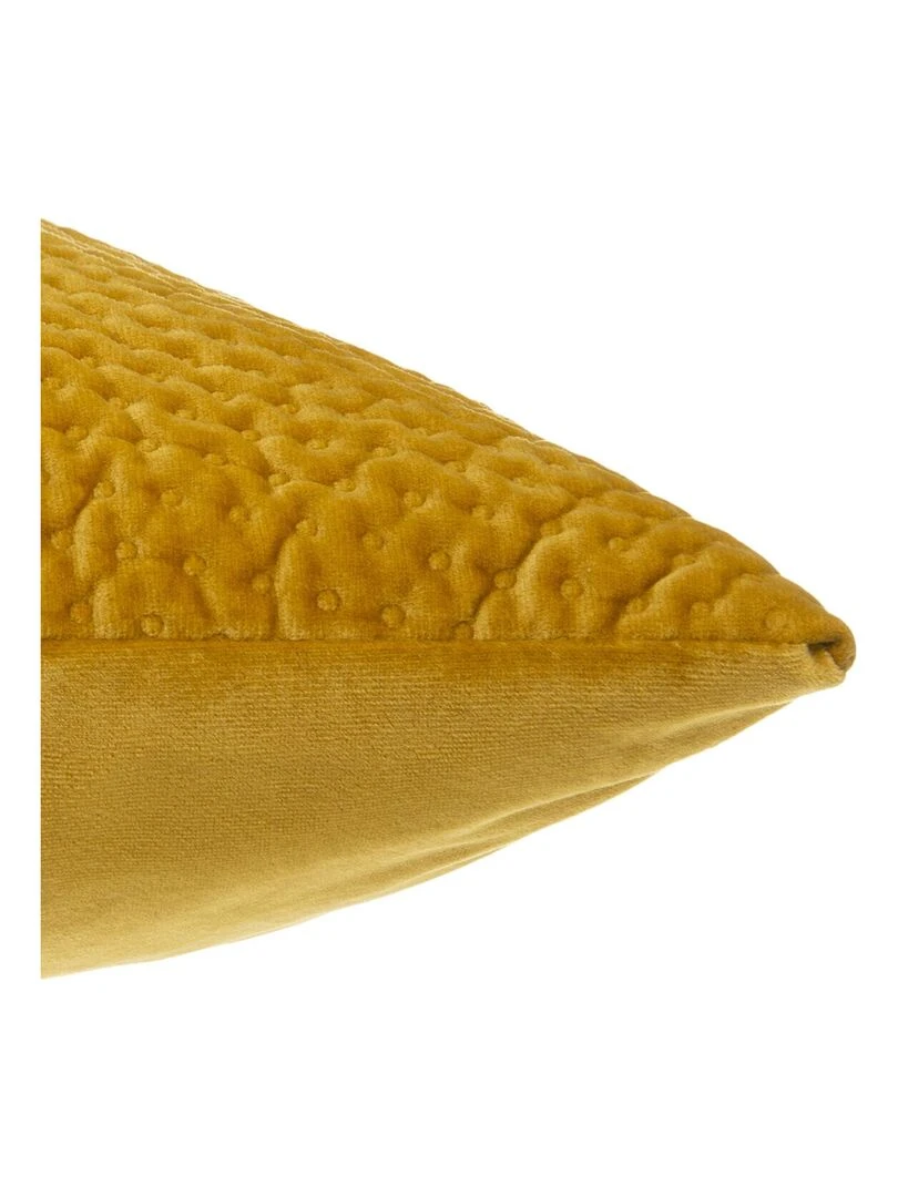 Coussin déhoussable en velours reliefé   Jaune