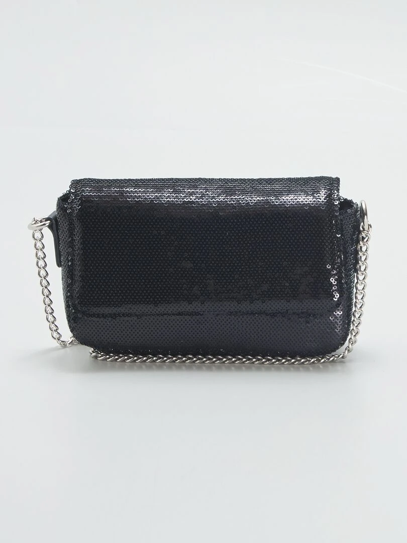 Sac bandoulière en sequins Noir