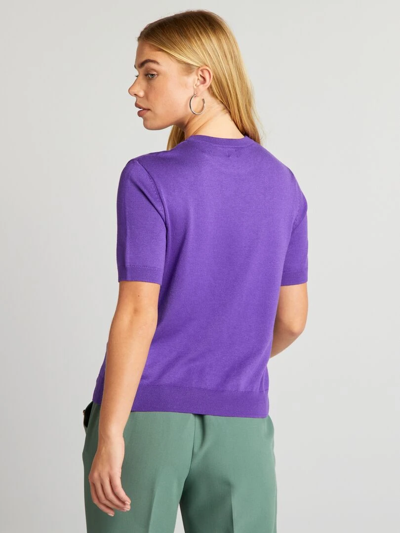 Pull en maille manches courtes   Violet