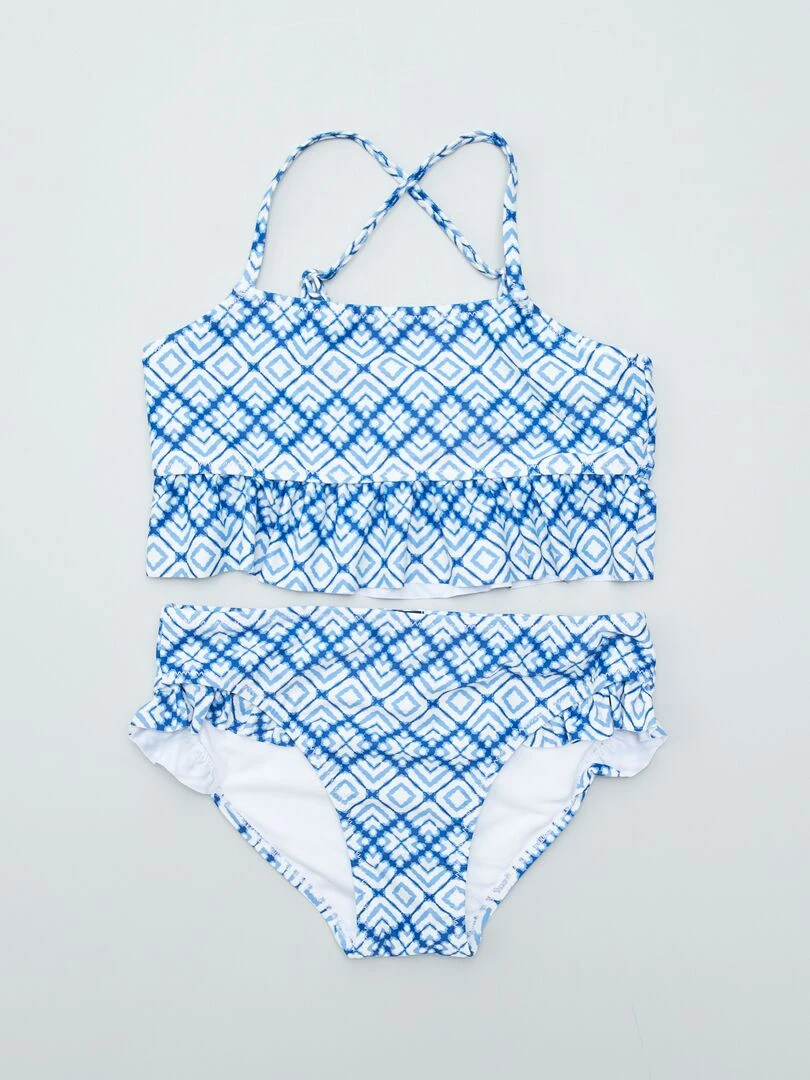Maillot de bain 2 pièces volanté Bleu