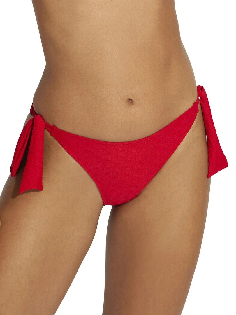 Bas maillot slip de bain taille basse à nouettes Sicilia Rouge