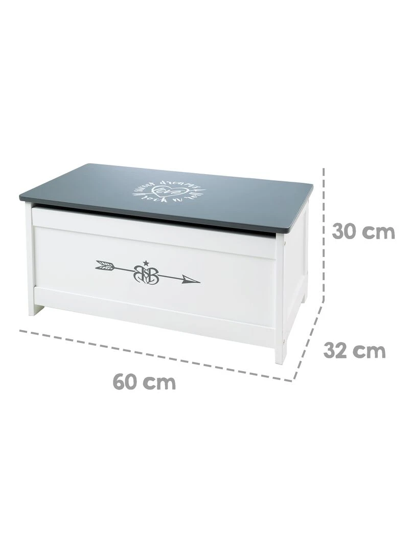 ROBA Banc Coffre à Jouets "Rock Star Baby" en Bois pour Enfant   Fermeture Douce   Blanc/Gris   Gris Blanc