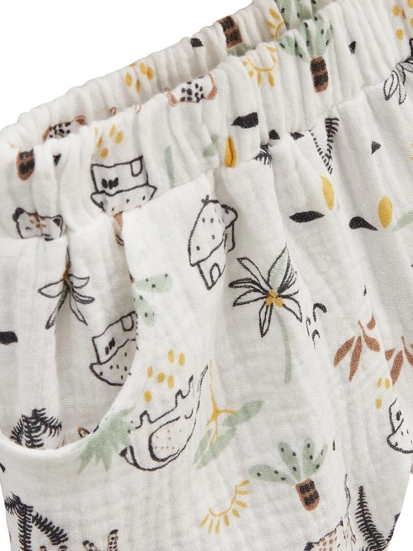 Ensemble bébé t shirt et short en gaze de coton Yao   Marron