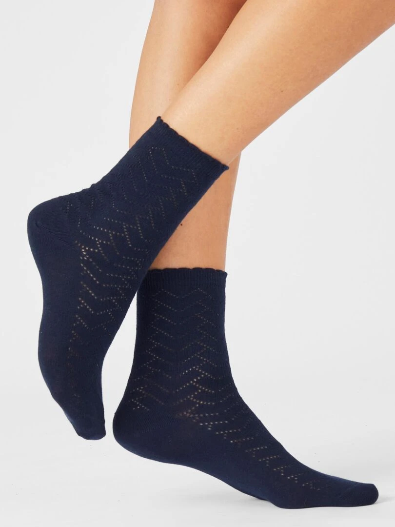 Lot de 2 paires de chaussettes fantaisie Damart Gris Bleu