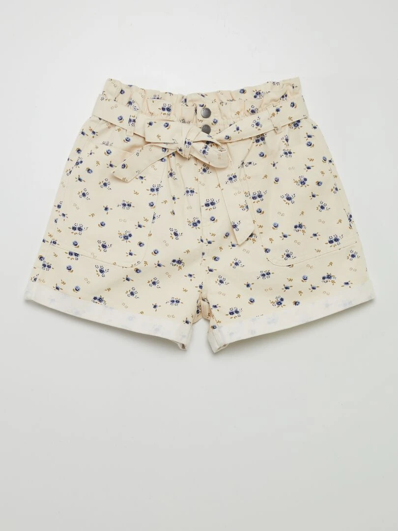 Short fleuri paper bag 'JDY' Beige