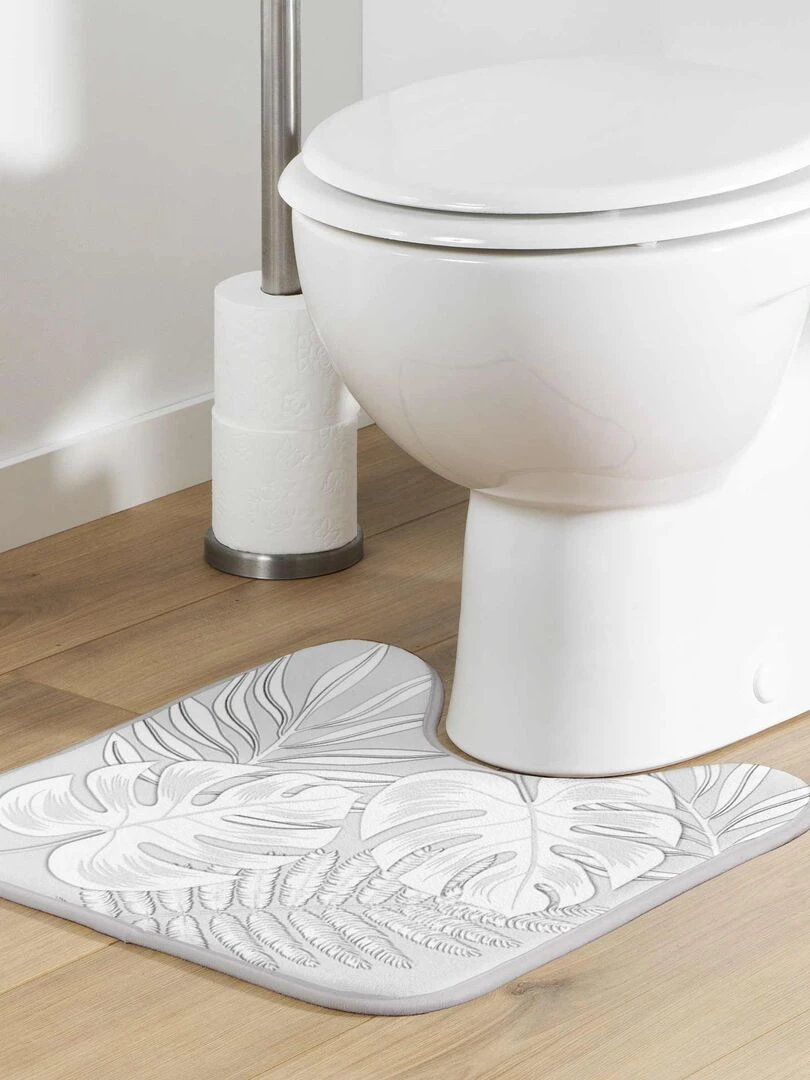 Tapis contour de WC 45 x 45 cm Feuilles d ambre Gris