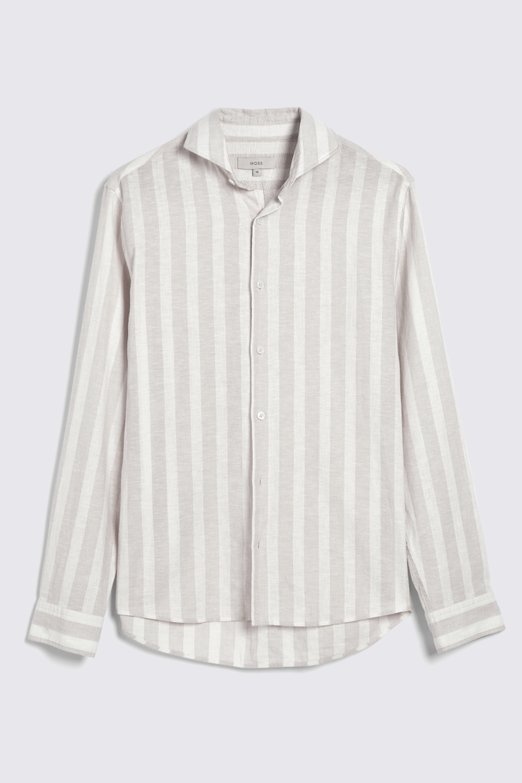 Cotton Linen Camel Stripe Shirt   Buy Online at Moss