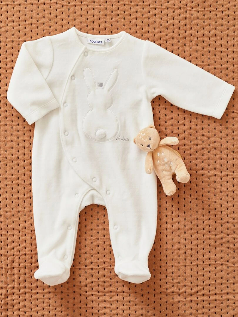 Pyjama 1 pièce lapin en velours Noukie's Beige