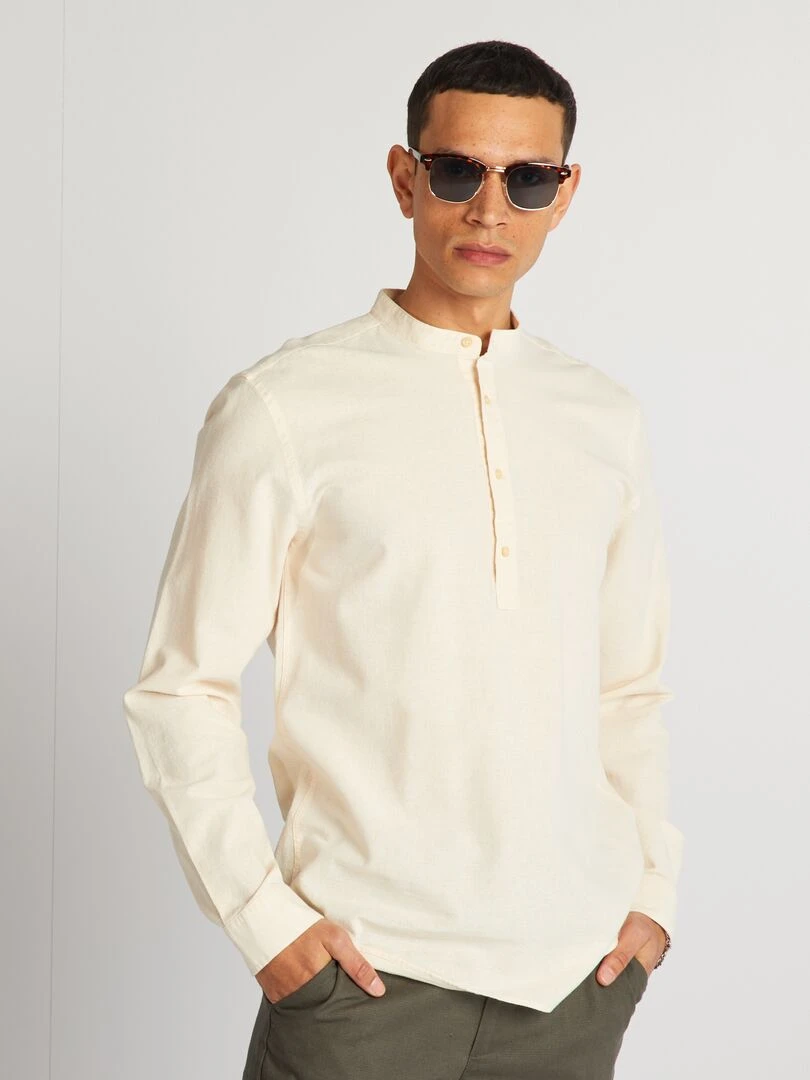 Chemisier à col tunisien undyed   Blanc