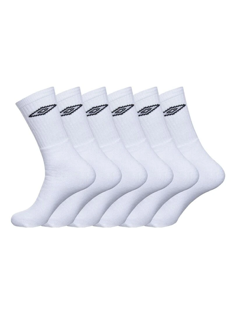 Lot de 6 Paires de Chaussettes Tennis homme Umbro Blanc