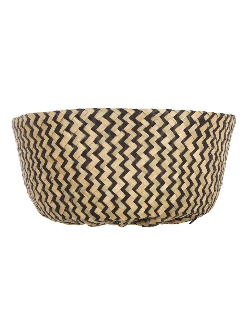 Panier tressé motif contrasté Noir