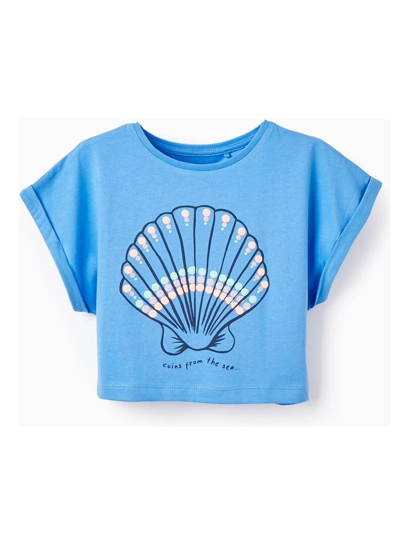 T shirt Courte en Coton pour Fille 'Concha' manches courtes EXPLORING AUSTRALIA Bleu foncé