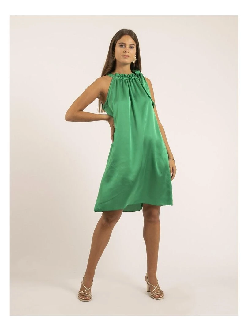 Robe courte satin IMUNE   Vert
