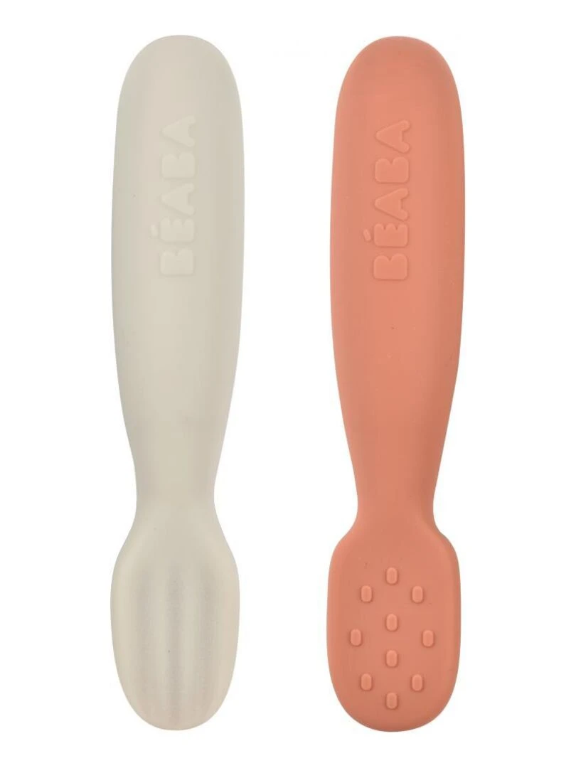 Lot de 2 pré cuillères en silicone terracotta/velvet grey Blanc