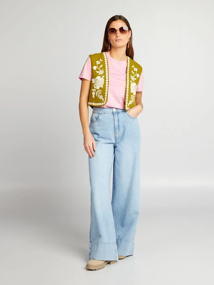 T shirt uni en jersey rose doux