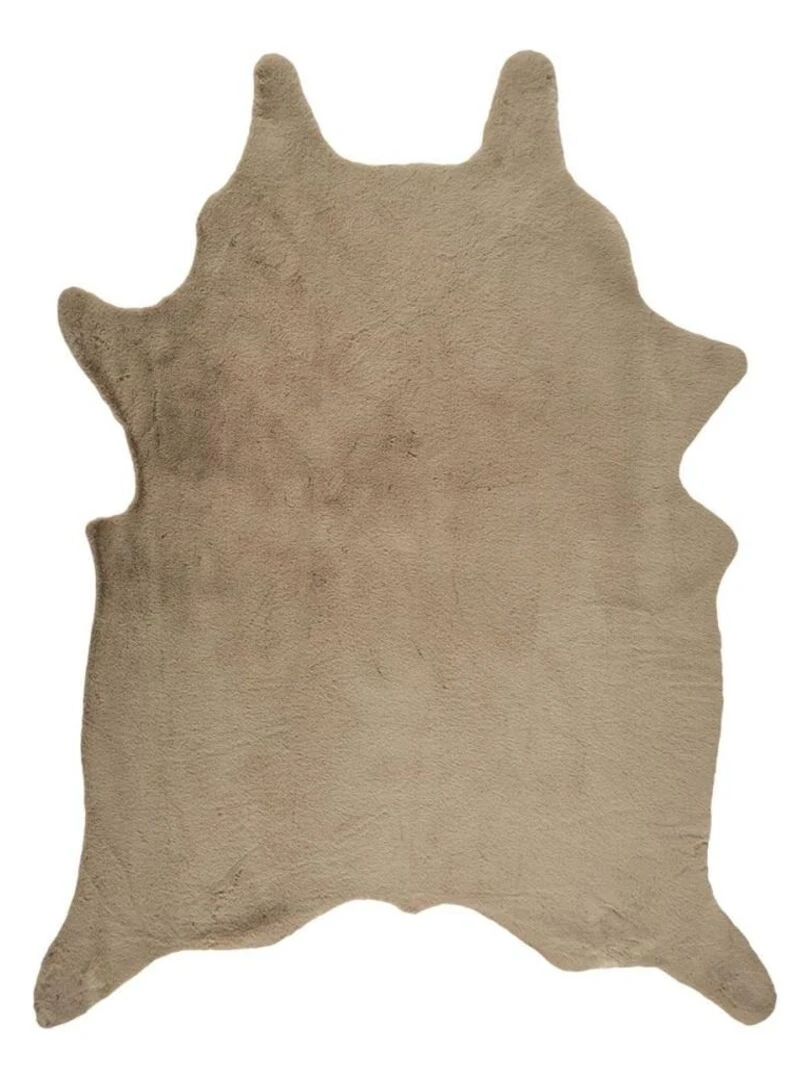 Tapis forme peau de bête imitation fourrure taupe 120x158 cm Beige