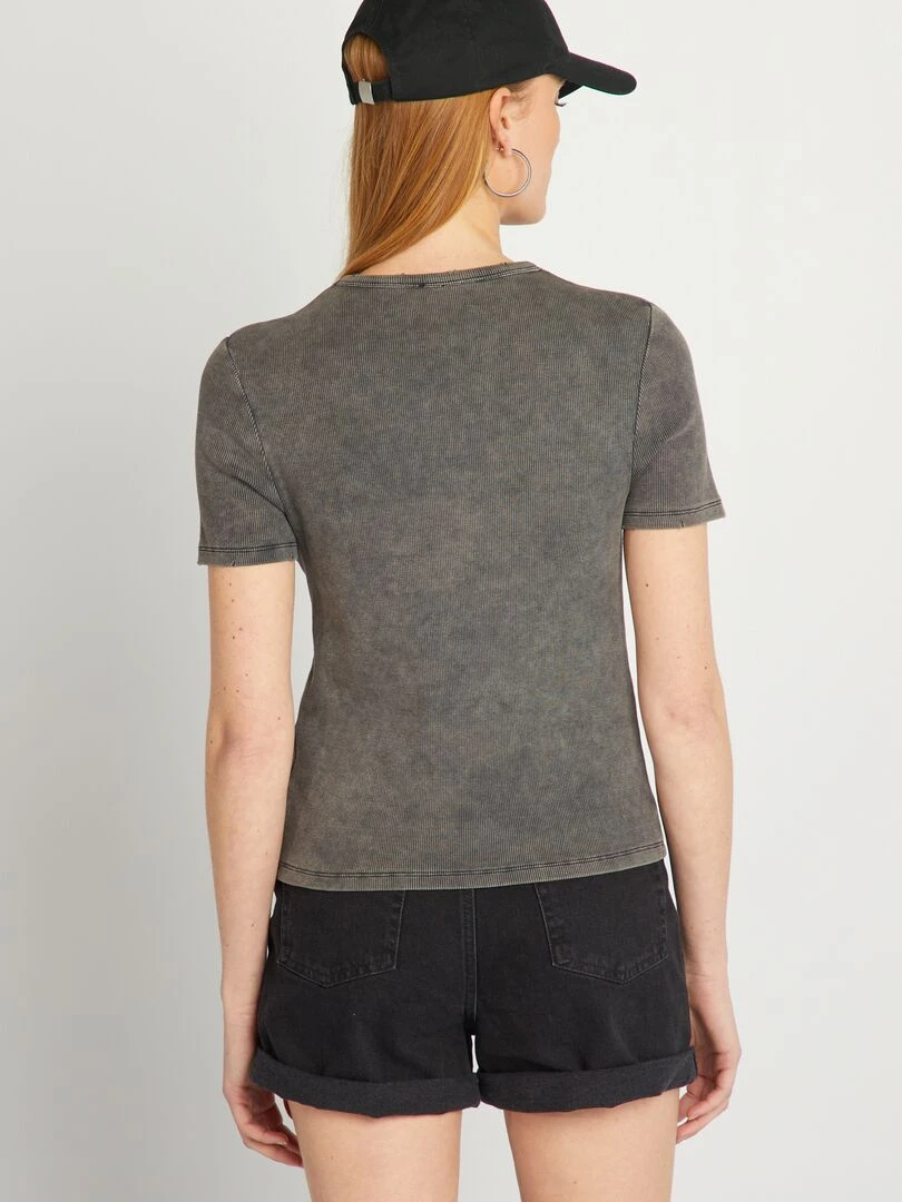 T shirt côtelé   noir