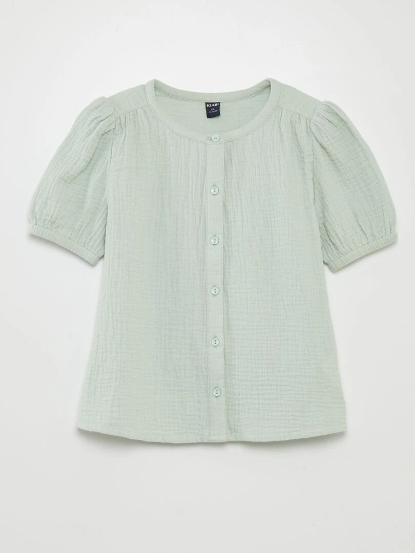 Chemisier en gaze de coton bleu