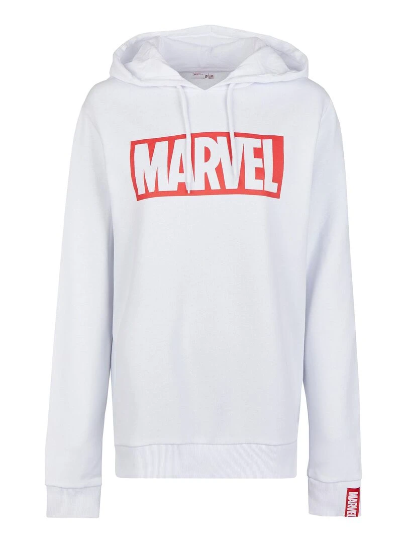 Sweat à capuche adulte Logo Marvel   Polycoton   Blanc   M   Blanc