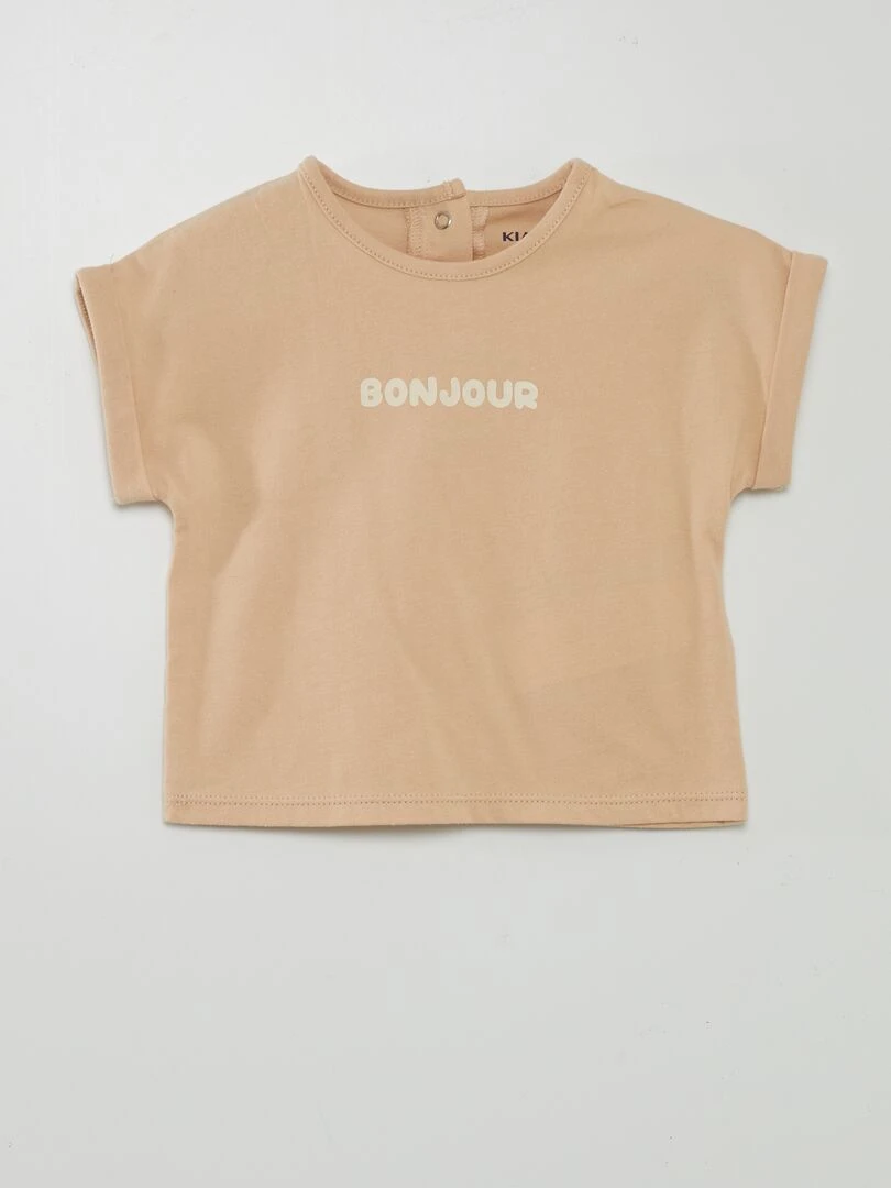 Ensemble tee shirt + pantalon paperbag   Beige