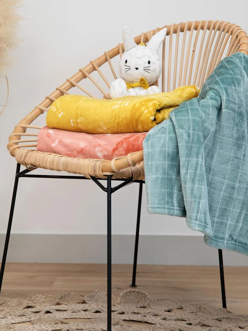 Couverture bébé aux impressions de lapins Jaune