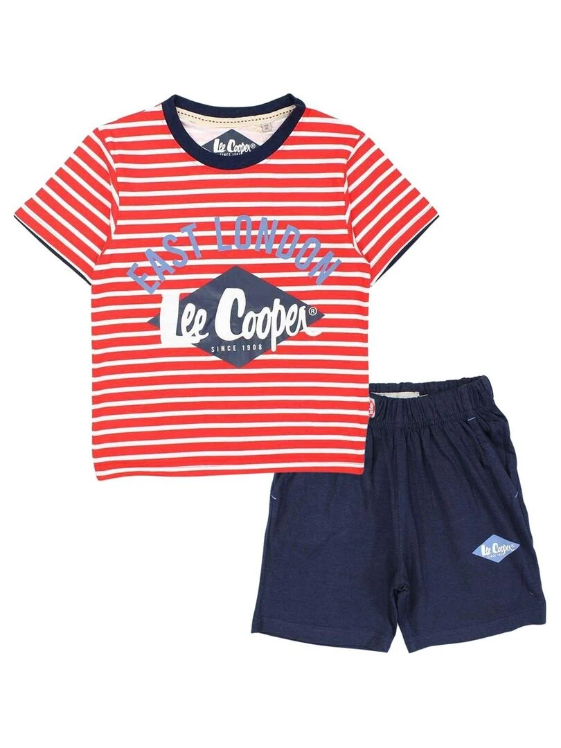 Lee Cooper Ensemble T shirt bermuda garçon Imprimé Logo Rouge