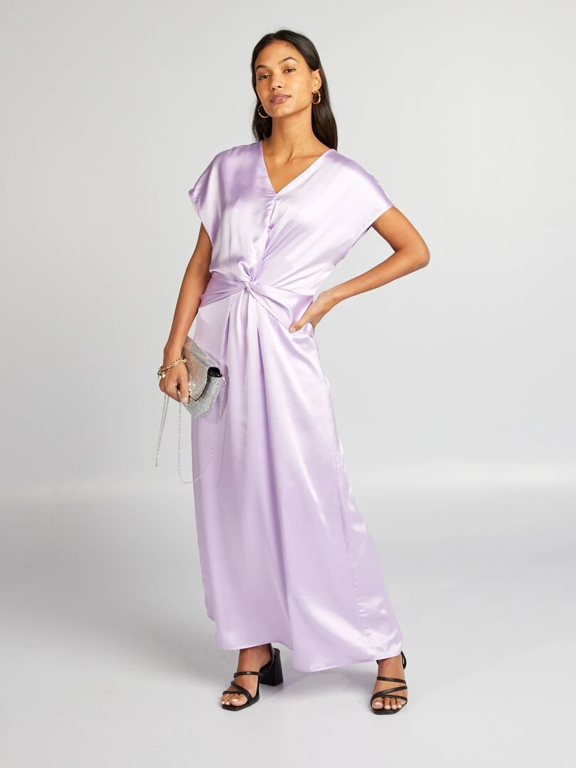 Robe longue satinée Violet